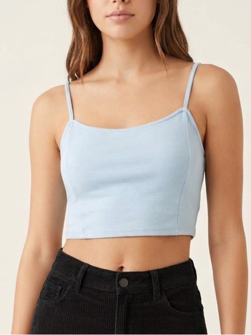 Forever 21 Light Blue Ribbed Cropped Tank
